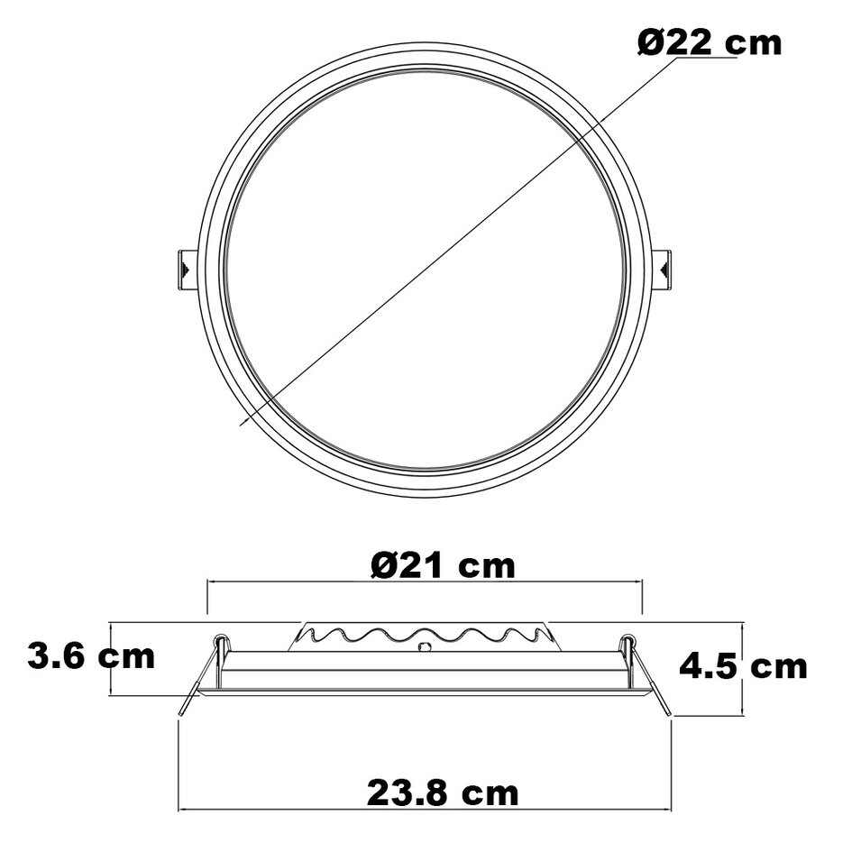 LED Downlight rond - 18 watt - Ø220mm