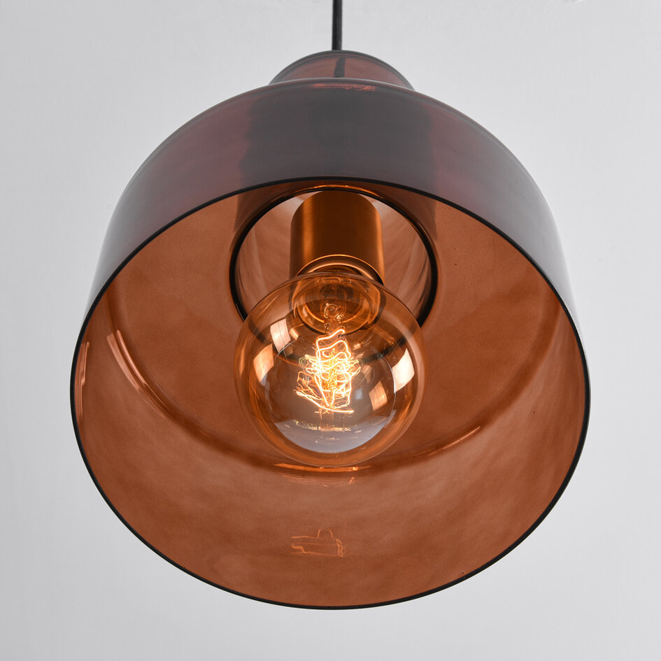 Hanglamp Rurka goud met bruin glas