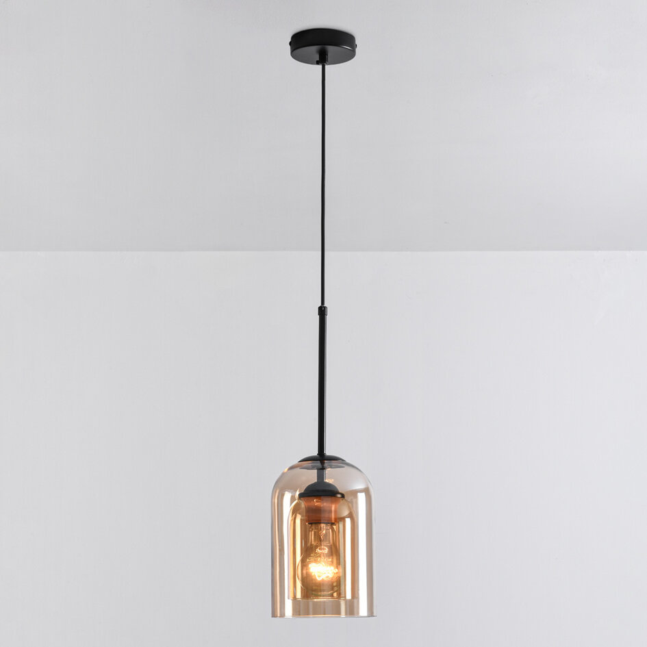 Hanglamp Topel stolpvorm - amber glas