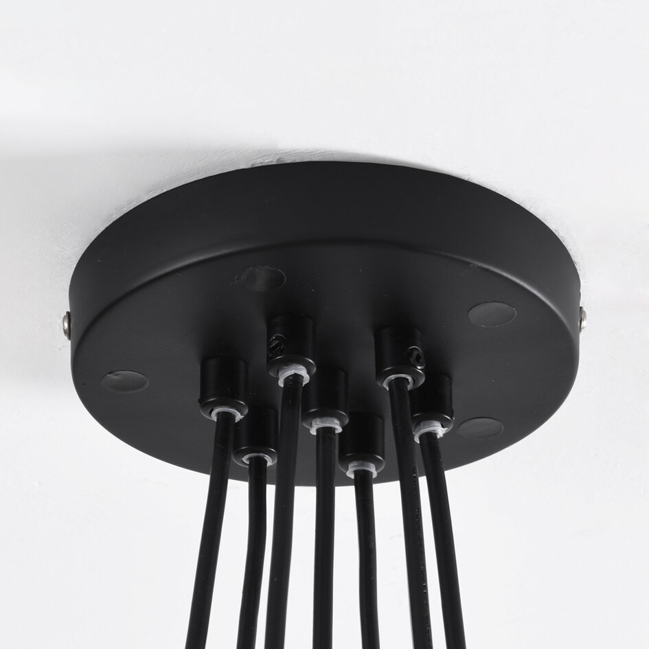 7-lichts hanglamp Ventura - zwart en rookglas