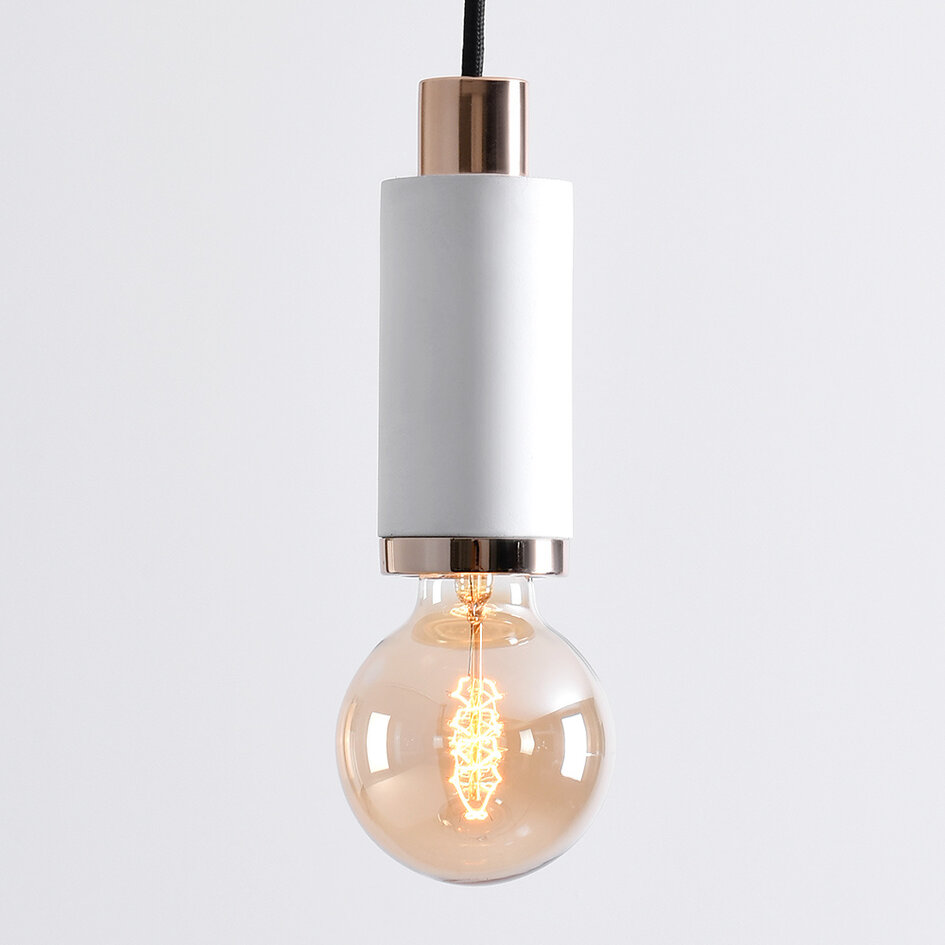 Design hanglamp wit beton met rosé gouden decoratie – Vienna