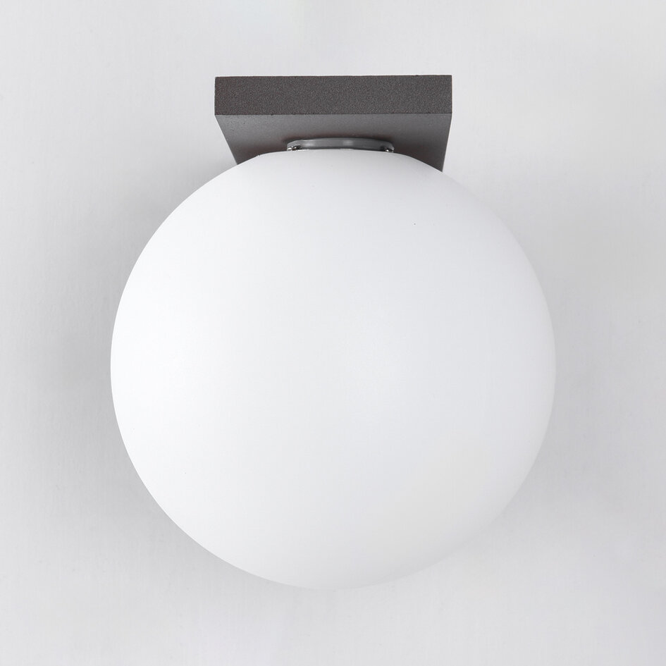 Buitenwandlamp Luna - bruin met melkwitte kap