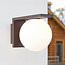 Buitenwandlamp Luna - bruin met melkwitte kap