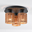 3-lichts plafondlamp Canna - zwart en touw