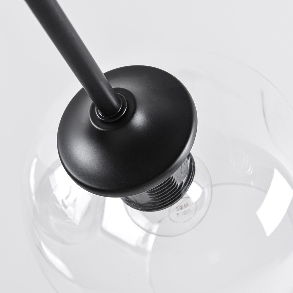 5-lichts zwart met transparant glas - Salome