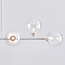 6-lichts hanglamp Aster - wit frame met transparante glazen bollen