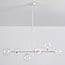 6-lichts hanglamp Aster - wit frame met transparante glazen bollen