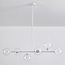 6-lichts hanglamp Aster - wit frame met transparante glazen bollen