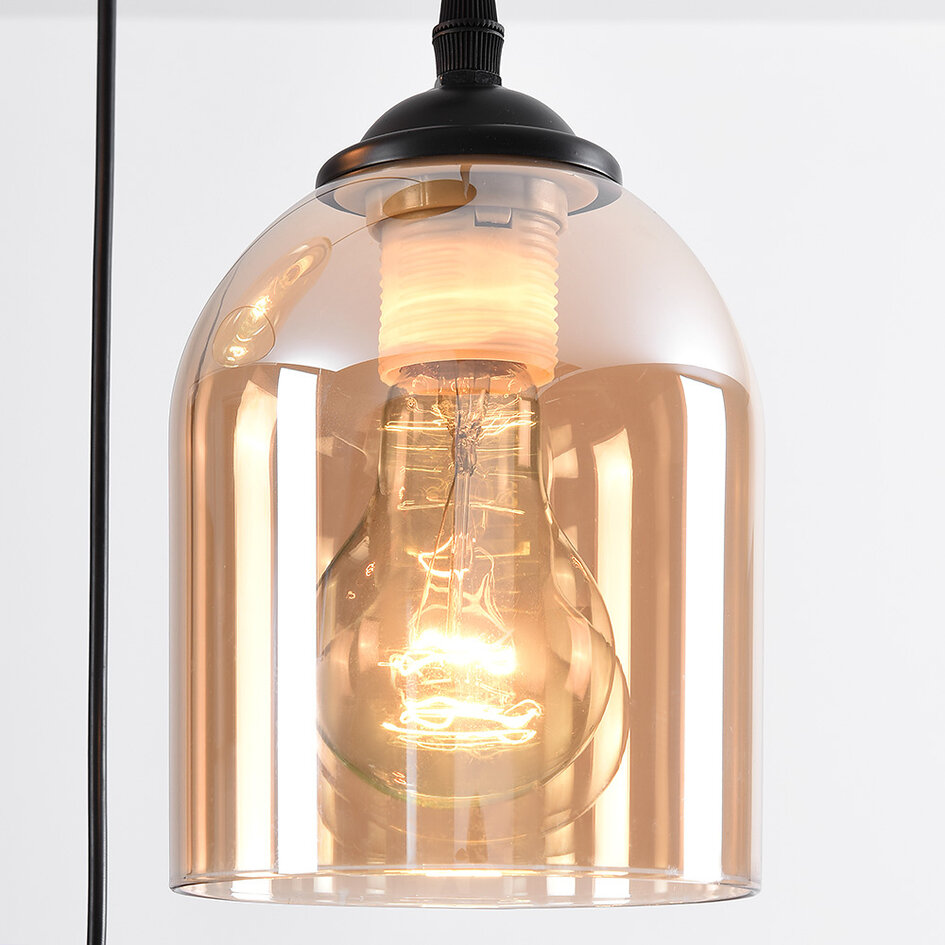 Hanglamp 3-lichts met amber glas - Kensi