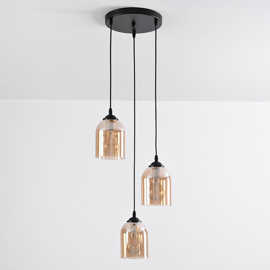 Hanglamp Kensi 3-lichts met amber glas