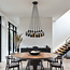 12-lichts hanglamp Ventura - zwart en smoke glas