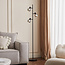 Moderne mat zwarte staande lamp met smoke grijs glas - 3-lichts Mesa