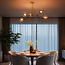 5-lichts hanglamp Selini - transparant glas en goud