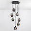 7-lichts hanglamp Hollister - zwart met smoke grijs glas