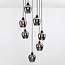 7-lichts hanglamp Hollister - zwart met smoke grijs glas