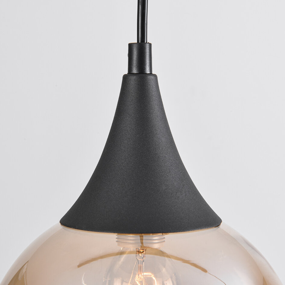 1-fase rail hanglamp Nya met amber glas - rond