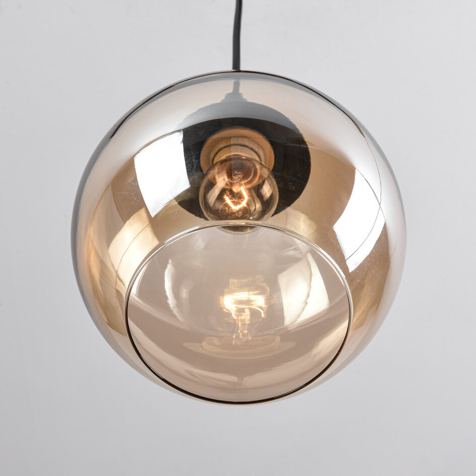 1-fase rail hanglamp Nya met amber glas - rond