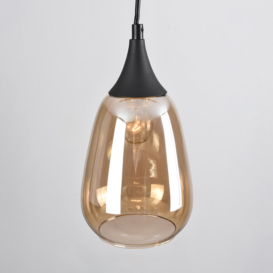 1-fase rail hanglamp Noi met amber glas - druppel