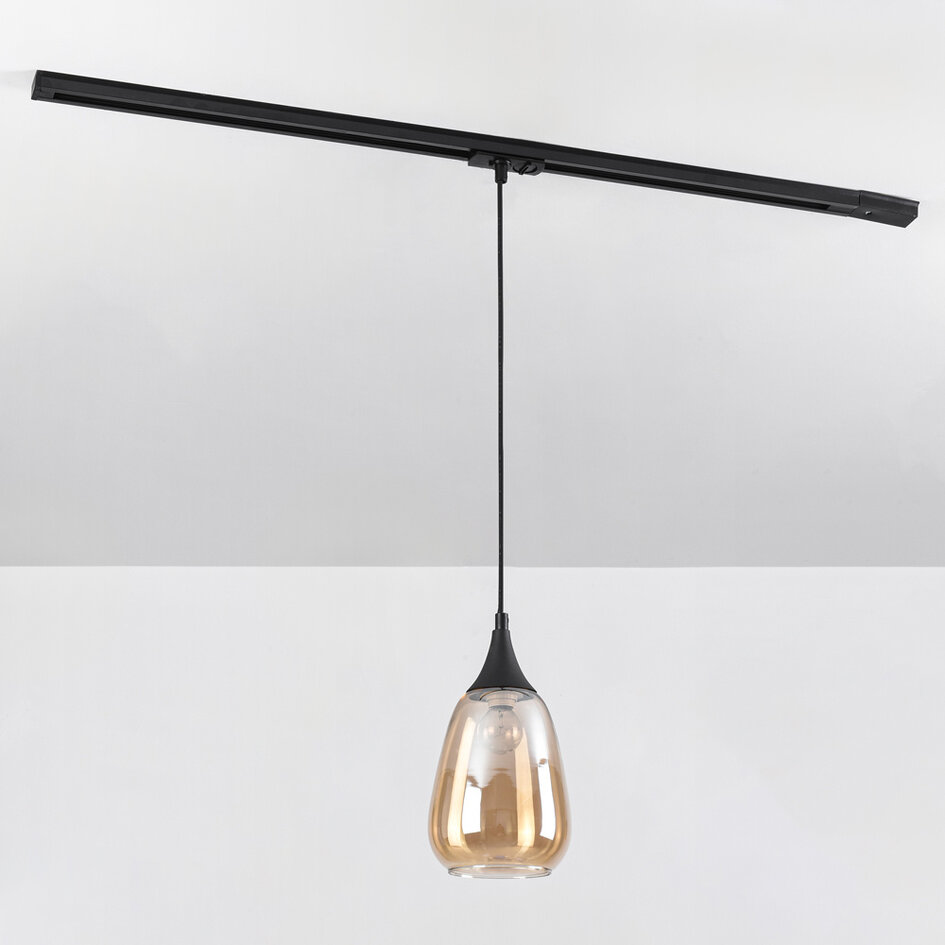 1-fase rail hanglamp Noi met amber glas - druppel