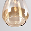 1-fase rail hanglamp Noi met amber druppelvormig glas en donkere houtoptiek