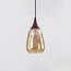 1-fase rail hanglamp Noi met amber druppelvormig glas en donkere houtoptiek