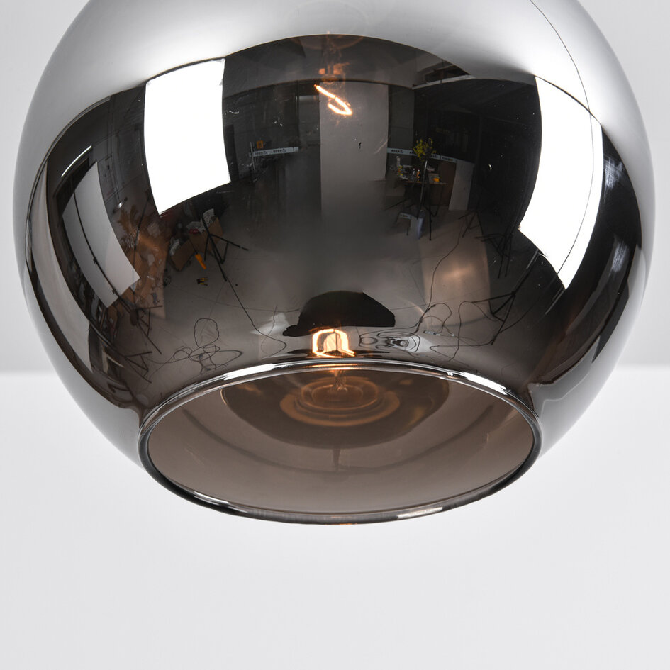 1-fase rail hanglamp Nya goud met smoke glas en spiegeleffect - rond