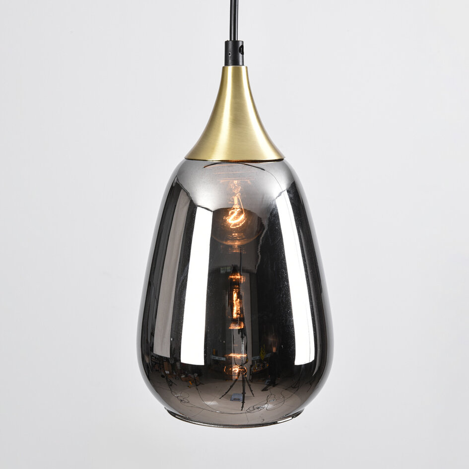 1-fase rail hanglamp Noi goud met smoke glas en spiegeleffect - druppel