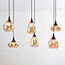 Hanglamp met amber glas en donkere houtoptiek, 6-lichts - Loic