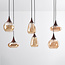 Hanglamp met amber glas en donkere houtoptiek, 6-lichts - Loic