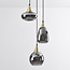 3-lichts hanglamp Loua - goud en smoke glas