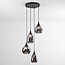 Hanglamp Loua zwart met smoke glas, 4-lichts