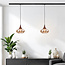 1-fase rail hanglamp Nill met amber breed glas en donkere houtoptiek