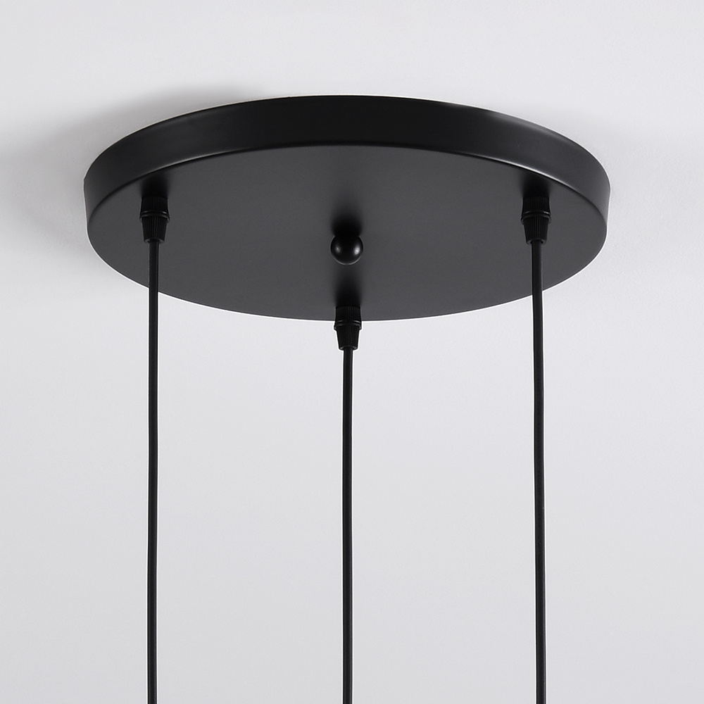 Industriële Houten Hanglamp met 3 Lichtpunten, Geometrisch Design Zwart