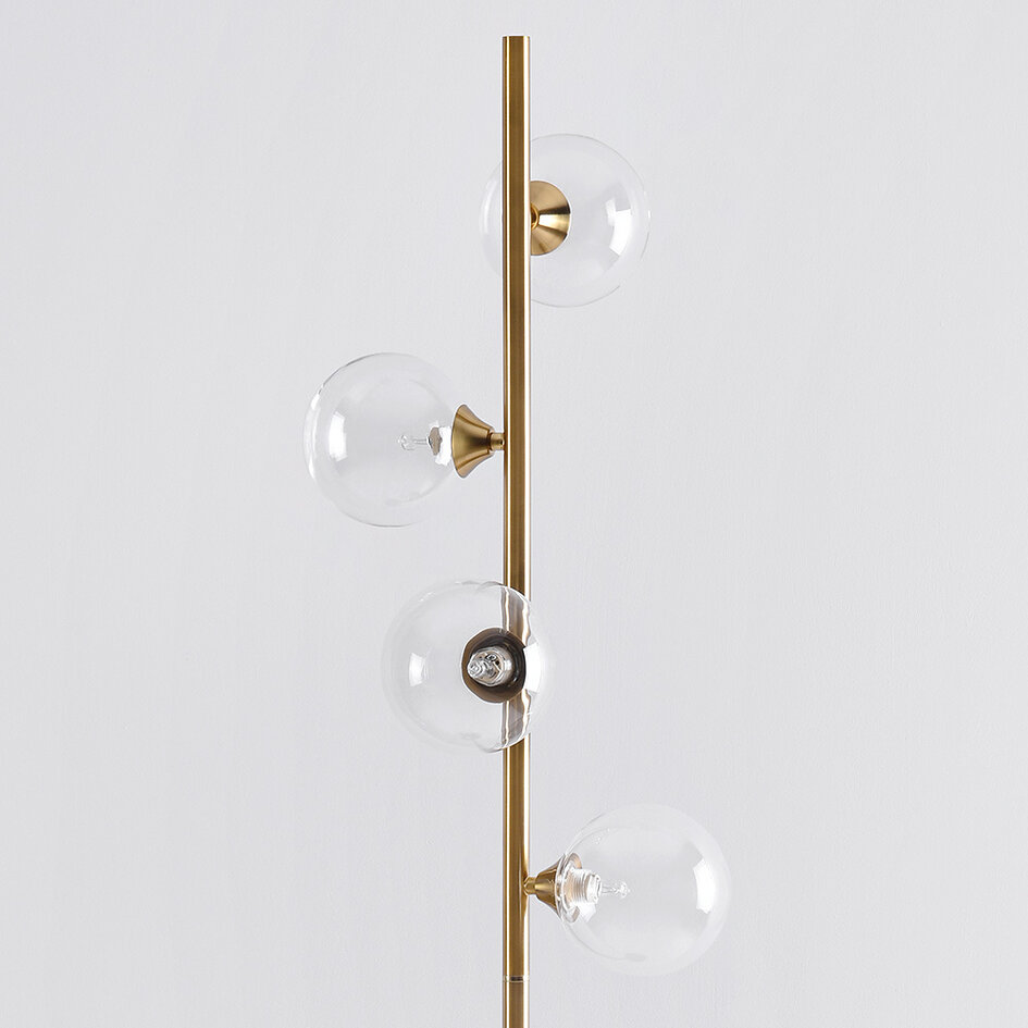 Staande lamp 4-lichts goud met transparant glas - Pippa