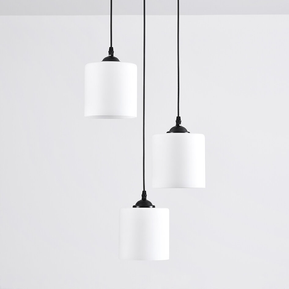 Hanglamp Kezia 3-lichts met melkwit glas