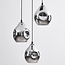 Design hanglamp Frank 3-lichts met smoke glas en spiegeleffect