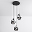 Design hanglamp Frank 3-lichts met smoke glas en spiegeleffect