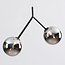 Asymmetrische 2-lichts hanglamp Dexter - smoke glas met spiegeleffect in zwart