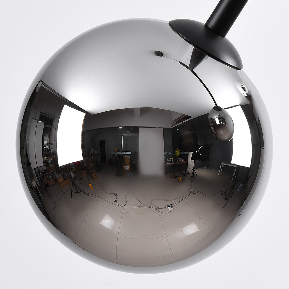 Asymmetrische 2-lichts hanglamp Dexter - smoke glas met spiegeleffect in zwart