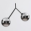 Asymmetrische 2-lichts hanglamp Dexter - smoke glas met spiegeleffect in zwart