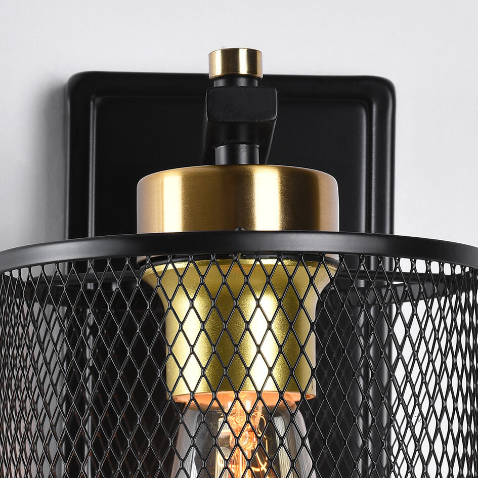 Industriële muurlamp zwart met goud - Sevilla