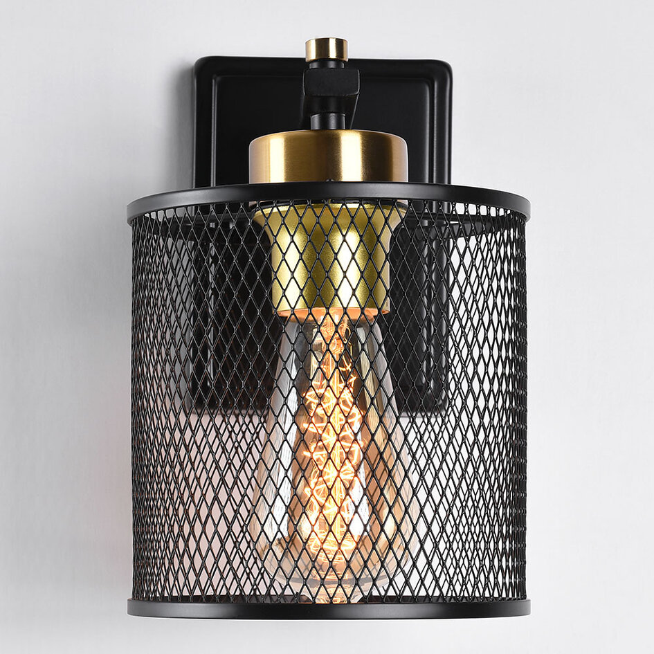 Industriële muurlamp zwart met goud - Sevilla