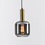 1-lichts hanglamp Appeso - zwart, goud en smoke glas