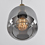 1-lichts hanglamp Appeso - zwart, goud en smoke glas