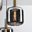 Zwarte design hanglamp Pendu met goud en smoke glas, 3-lichts