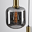 3-lichts hanglamp Pendu - zwart, goud en smoke glas