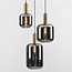 Zwarte design hanglamp Pendu met goud en smoke glas, 3-lichts