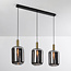 3-lichts hanglamp Teto - zwart, goud en smoke glas