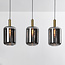3-lichts hanglamp Teto - zwart, goud en smoke glas