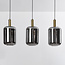 3-lichts hanglamp Teto - zwart, goud en smoke glas